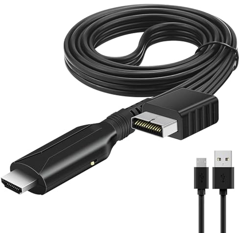 Annadue Câble adaptateur pour PS2 vers HDMI Convertisseur vidéo HD pour consoles de jeux Câble HDMI PS1 PS2 100 cm Câble convertisseur vidéo PS1 PS2 pour consoles de jeux, Plug and Use, sortie audio