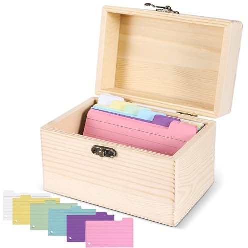 Tryora Rezeptbox aus Holz mit Karten, 4x6 Rezept-Organizer aus Holzs Robustes Karteikartenhalter Box Set Holz-Rezeptbox mit 150 Notizkarten für Mama Ehefrau Kochen Hochzeitstag Einweihungsparty