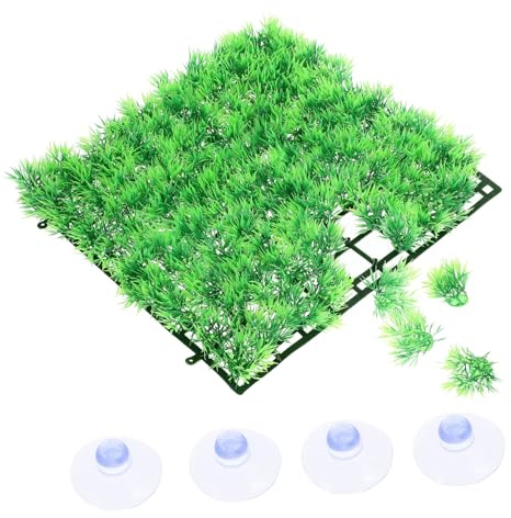 ERINGOGO Artificial Grass Mat for Aquarium and Reptile Terrarium Plastic Simulation Grass Rug with Thickened Base Compact Fish Tank Accessory for Hiding and Landscaping