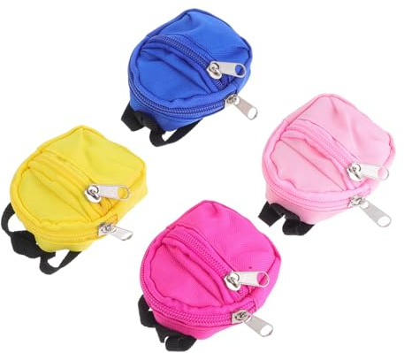 ORFOFE 4 Piezas Mini Mochila para Muñecas con Cremallera Accesorios Simulación para Casa de Muñecas Mochilas Escolares Miniatura para Decoración y Fiesta de Disfraces