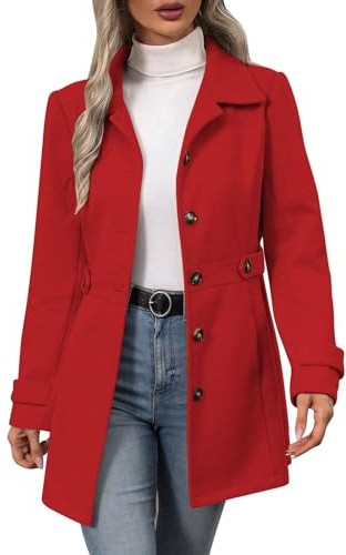 Winter Jackets for Women Coats Slim Fit Ladies Coat with Belt Button Womens Jacket Elegant Outerwear for Office Work and Everyday Wear