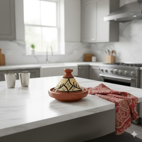 Tajine Pentola Terracotta Piatto Etnico Dipinta a Mano Tradizionale Marocchina Tunisina M 22cm 1811251112 E-Book Omaggio