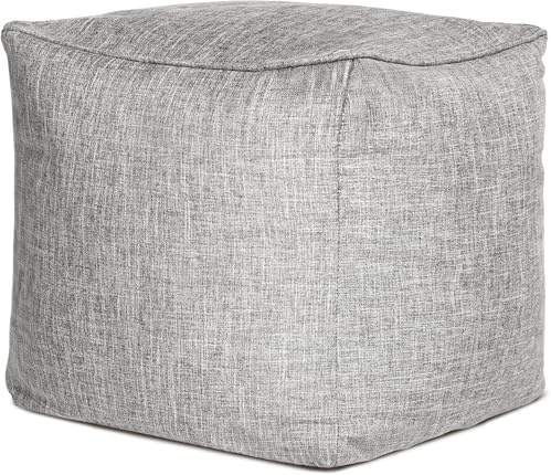 Green Bean Sitzsack-Hocker Home Linen Cube eckig 40x40x40cm mit EPS-Perlen Füllung - Fußhocker Sitz-Pouf für Sitzsäcke - Bodenkissen für Kinder und Erwachsene - Sitzkissen Sitzhocker Grau