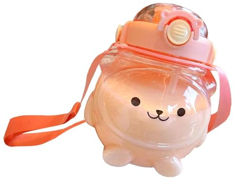RASTKY Bottiglia D'acqua Panda per Bambini di Grande capacità con Cannuccia e Tracolla Sana Idratazione (#1)