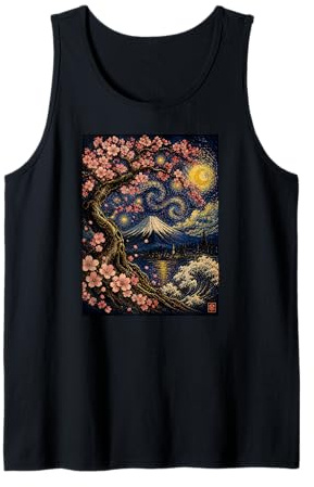 Cerisier en Fleurs japonaises Sakura Van Gogh Art Nuit étoilée Débardeur