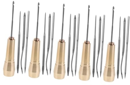 WRITWAA 5 Set Set di Strumenti per Cucire Scarpe con Punteruolo in Rame e Acciaio, Kit Professionale per Cucito a Mano Efficiente, per Riparazione Scarpe e Lavori Fai-da-Te