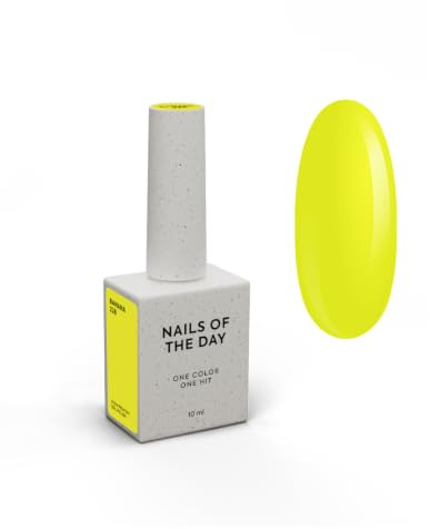 NAILSOFTHEDAY Gel Polish esmalte semipermanente de uñas con cobertura total en una sola capa, 10 m. Color amarillo neón