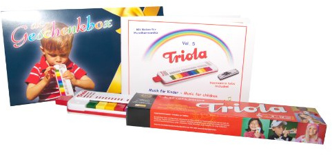 TRIOLA 12: die beliebte Blasharmonika für Kinder in der DC-Geschenkbox - im Set mit dem brandaktuellen Liederbuch Band 5 (2-sprachige Kinderlieder [deutsch/englisch])