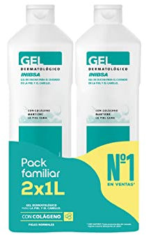 INIBSA Gel de baño dermatológico,Para El Cuidado De La Piel Y El Cabello, Ahorro Pack Dermatológico, 2 L (Paquete de 2 x 1 L)