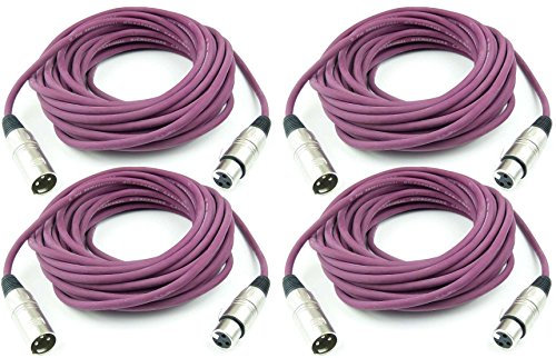 Adam Hall Cables 4 Stück K3MMF1000PUR Mikrofonkabel 10m Violett XLR female auf XLR male DMX Audio Kabel 3 pol polig (10 m, Lila, 4)