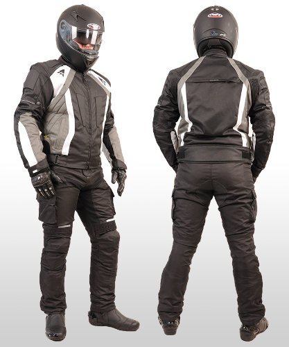 l&j MOTORRADKOMBI JACKE + HOSE - AUS TEXTIL - Zweiteiler mit Protektoren für Motorrad Biker Chopper Cross (3XL)
