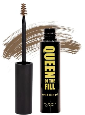 Elizabeth Mott Queen of the Fill Tinted Eyebrow Gel – Brow Filler, Volumizer & Setter – Defines, Shapes & Covers Gray Hairs – Water-Resistant, Long-Lasting – Cruelty-Free – Light Medium Brown 4g