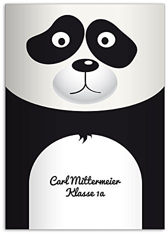 Kartenkaufrausch 16 personalisierte, süße DIN A4 Schulhefte, Rechenhefte als Kleiner Panda Lineatur 26 (Kariertes Heft)