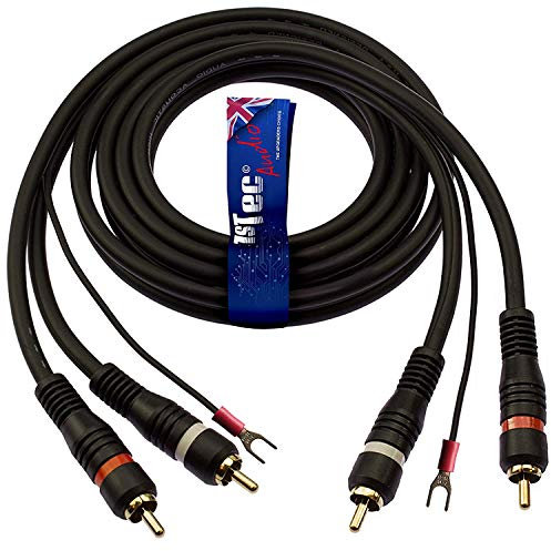 1,5 m 2 RCA + Earth Ground Wire Plattenspieler Kabel für Record Deck keine Hum Feedback Erdung