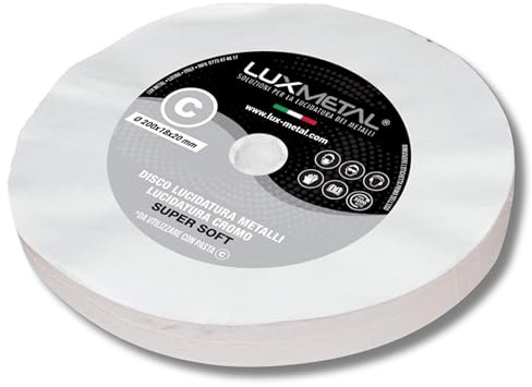 Lux Metal - Polierscheibe 200 mm Baumwolle fein für schleifbock doppelschleifer bohrmaschine akkuschrauber winkelschleifer Polierscheiben Zum Polieren Metall wie Aluminium Edelstahl, für Polierpaste