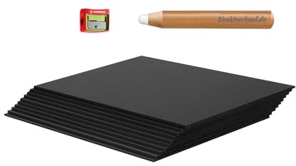Spar-Set 10 x Kreidetafeln A4 + 1 Kreidestift XXL + Spitzer - ideal als Angebotstafel in der Gastronomie - Infotafel - beidseitig beschreibbar - Vorteilspack - beschreibbare Tischtafeln A4