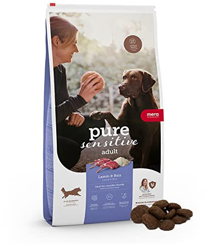 MERA Pure Sensitive Lamm & Reis, Hundefutter trocken für Sensible Hunde, Trockenfutter aus Lamm und Reis, Futter für ausgewachsenen Hund, ohne Weizen und Zucker (12,5 kg)