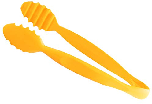 Small Tongs for Ice BBQ Salad Meats Set of 3 Reusable Non Shatter Nylon (Yellow)