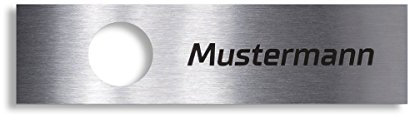 Metzler® Namensschild Ersatz für Türklingel mit Lasergravur und wechselbarer Beschriftung Silber Edelstahl 140x36 mm witterungsbeständig langlebig für Haustür oder Klingeltaster