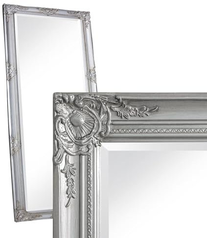 LC Home Wandspiegel Barock Silber ca. 200 x 100 cm Antik-Stil m. Facettenschliff XL Ganzkörperspiegel, Gaderobespiegel, Flurspiegel, Spiegel klassisch