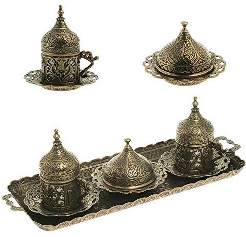 Alisveristime Authentic Turkish Coffee Cup Set: Zamak & Porcelain, Tulip Motifs (Set of 2) (Lale) (Autentic)