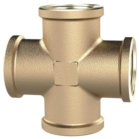 RIEGLER KST12MSIG Messing blank Kreuzstück, 4 x Innengewinde, G 1/2 Gewinde, 16 bar Betriebsdruck