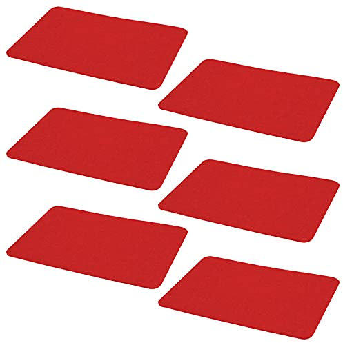 6er Set Platzmatte Filz 44 x 30 cm Rot Premium Qualität Tischsets Untersetzer Rechteckig Tischmatten Platzsets Filzuntersetzer