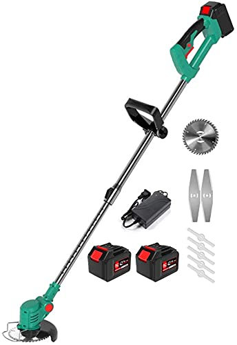 L'ultimo aggiornamento del tagliabordi a batteria professionale tagliaerba a batteria e lama in metallo, potente tagliabordi elettrico per tagliare i rami d(Size:1 battery 1 charger,Color:24V/4000MAh)