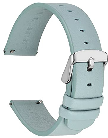 WOCCI Dünne Flache Uhrenarmbänder für Herren und Damen, Top Grain Leder, Schnellwechsel-Ersatzbänder, 18mm 20mm 22mm