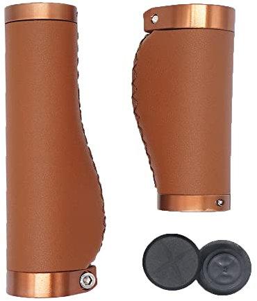 BBxunsless Fahrradgriffgriffe, 135/95 mm lang/kurze Griffe, rutschfest, PVC-Mikrofaser-Leder, ergonomisch, handgenäht, lässiger Retro-Doppelverriegelungshebel für MTB, Rennrad (Braun-C)