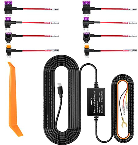 Dash Cam Hard Wire Kit for IIWEY EY02/D2 PRO/ EY05/ EY05A/ J01 Model, 4 Meter Dashboard Camera Car Charger Cable Kit 12V- 24V to 5V, Power Adapter with LP/Mini/ATO/Micro2 Fuse for Dash Cam