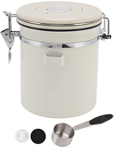 Luftdichte Kaffeedose, 304 Edelstahlventil, Gemahlener Kaffee, Tee, Lebensmittelbehälter mit Schaufel, Küchenbehälter (Mittel 1,5 l)