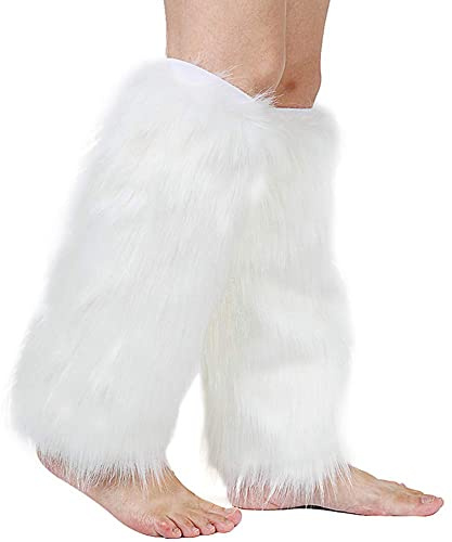 BYNYXI Kunstpelz Beinwärmer Damen Winter, 1 Paar Kunstleder Beinwärmer Stiefel Manschetten Beinstulpen Damen Pelzigen Beinlinge Stiefelüberzüge Flauschig Plüsch Stiefelsocken Warme Beinstulpen,40cm