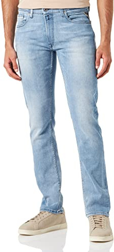 Replay Herren Jeans Grover Straight-Fit mit Comfort Stretch, Bleu clair 010 (Blau), 32W / 32L