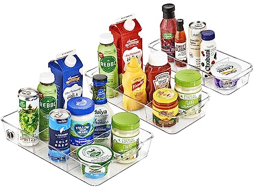 Sorbus Fridge Organizer on Wheels - Rolling Fridge Organizers and Storage Clear Design with Dividers & Handles for Kitchen Organization and Storage (Flat Top)