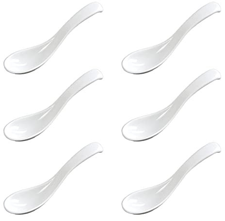 6-teiliges Suppenlöffel-Set, Porzellan-Eierlöffel, weiß, Porzellan-Löffel für weich gekochte Eier, Kaffee, Tee, Desserts für Zuhause, Küche oder Restaurant