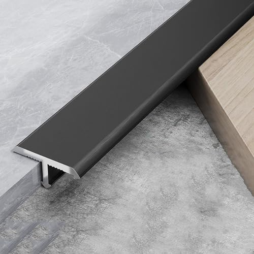 Floor Cover Strips, T-shaped Aluminum Floor Transition Threshold Strip, Door Strip Seam Edge Strip Separation Decoration, For Doorways Carpet Floor Tile Edg ( Color : Black , Size : 2.7m*15mm*4.3mm )