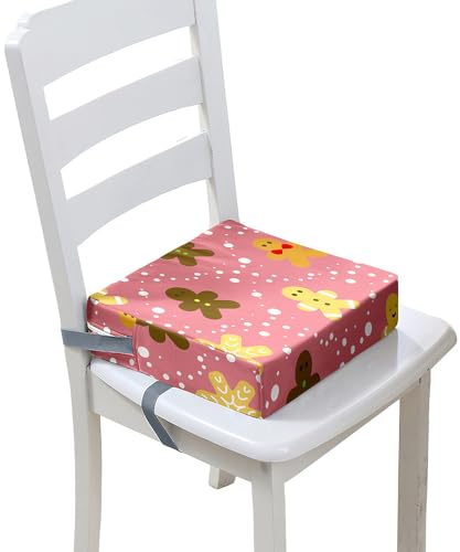 FANSU Kinder Sitzkissen Sitzerhöhung Stuhl, Weihnachten Baby Kind Sitzkissen Karikatur Quadrat Zerlegbar Kleinkinder Esszimmerstuhl ErhöHen Pad Esszimmer Boostersitze (40x40x10cm,Rosa)