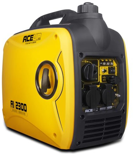 Aceup Energy 2000 Watt Portable Inverter Generator, Silent Petrol Powered Pure Sine Wave Generator for Camping, Home Use, EURO-V Compliant, CE, Lightweight