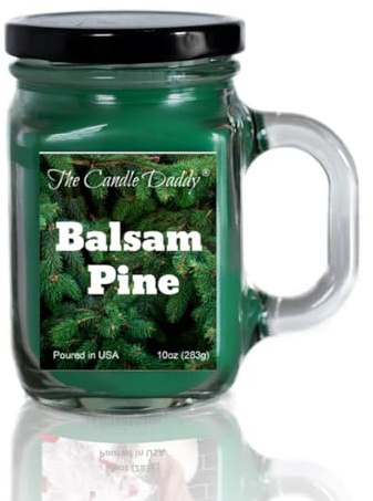 Balsam Pine - Balsam Christmas Tree Scented Mason Jar Candle - 10oz with 80 Hour Burn Time - Top Holiday Seller