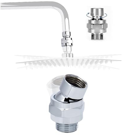 ieron Prolunga per soffione doccia girevole a 360° con adattatore a sfera per braccio doccia G 1/2 universale di ricambio e soffione doccia, argento