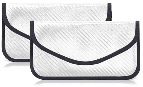 NEUSID Lot de 2 étuis pour téléphone portable, protection Keyless Go, bloqueur RFID, grand étui Faraday pour téléphone portable, brise-vue et clés de voiture, protection contre les radiations, fibre