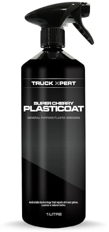Truck Xpert Super Cherry Plasticoat, Plastic Trim Restorer, Black Bumper Restorer, Plastic Cleaner, Car Dashboard Cleaner, Black Trim Restorer. (1 Litre)