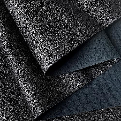 ONEART | Kunstleder Stoff Meterware, Lederimitat für Handwerk Dekor, weiche Körnung Polsterung Stoff, 91×135 cm-Schwarz