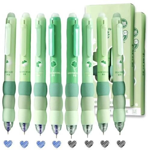 EUDUUQ 8 Radierbarer Kugelschreiber,0.5mm Tintenroller Radierbar,schnell trocknende Gelstifte Radierbar,Stifte Radierbar für Schulsachen Bürobedarf Studenten（Schwarz und Blau）