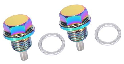 A ABSOPRO M16x1,5 Ölablassschraube mit Dichtring Aluminium Magnetische Motorölwannen Ölwannenwanne mit O-Ring, 2 Satz Mehrfarbige Artikelaustausch