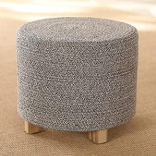 Runder Ottoman-Fußhocker aus Baumwollfaden, für Wohnzimmer und Schlafzimmer, Grau, 30 x 31 cm