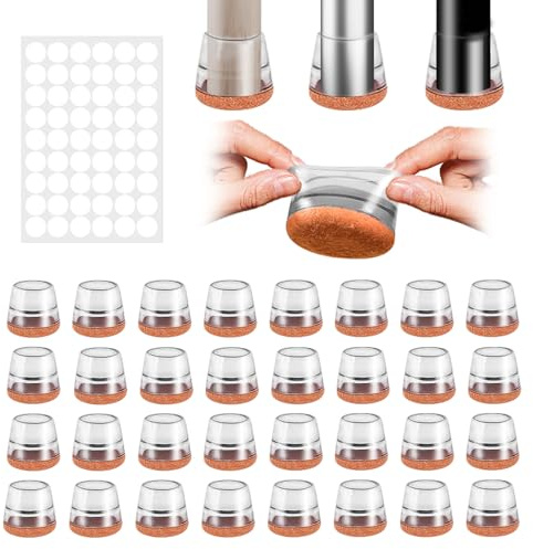 32 Stück Schutzkappen für Stuhlbeine,Bodenschoner für Stühle,Stuhlbeinkappen Rund,Stuhlbeinkappen mit Filz für gerade und schräge Stuhlbeine,Verhindert Kratzer,Möbelmatte Für Hartholzböden 19-23MM