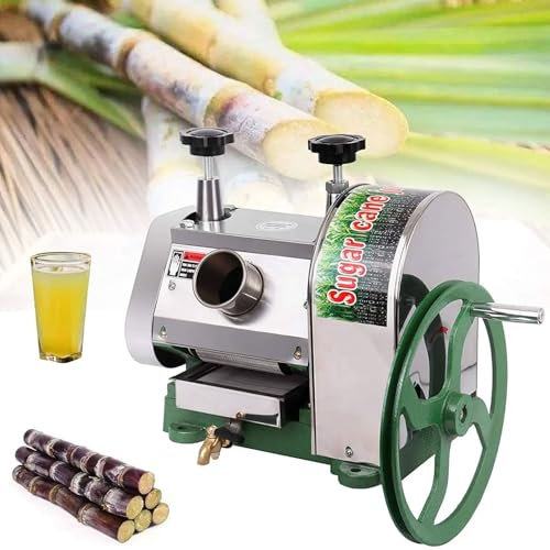 Commercial Manual Sugarcane Juicer, 60kg/h Stainless Steel Hand-operated Sugar Cane Machine With 63mm Large Entrance, for Supermarkets, Snack Bars, Beverage Shops