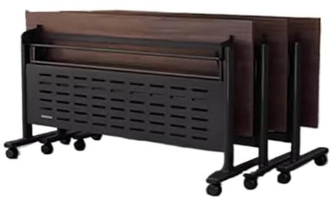 Klappbarer Konferenztisch auf leisen Rädern, Metallrahmen und Beinen, moderner Business-Tisch für Büro, Training, Klassenzimmer, 140 x 61 x 76 cm, Schwarz